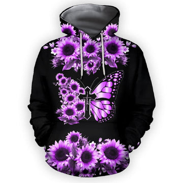 FUNSTUFFPRINT Sunflower Butterfly 3D Hoodie and Zip Hoodie