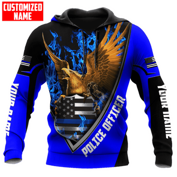 FUNSTUFFPRINT Personalized Police Officer Eagle 3D Hoodie and Zip Hoodie