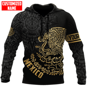 FUNSTUFFPRINT Personalized Mexico Aztec Calendar Gold 3D Hoodie and Zip Hoodie