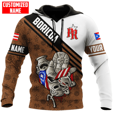FUNSTUFFPRINT Personalized Puerto Rico Boricua Tattoo 3D Hoodie and Zip Hoodie