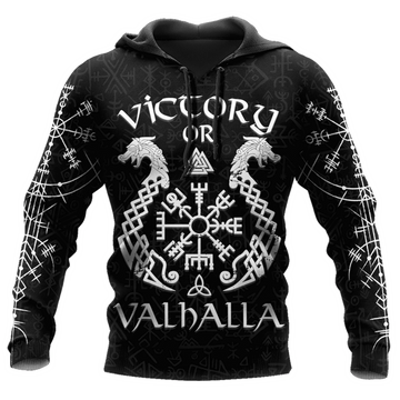 FUNSTUFFPRINT Viking Victory or Valhalla Tattoo Black 3D Hoodie and Zip Hoodie