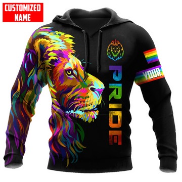 FUNSTUFFPRINT Personalized LGBT Lion PRIDE 2022 LGBTQ Flag Unisex 3D Hoodie and Zip Hoodie