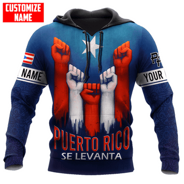 FUNSTUFFPRINT Personalized Puerto Rico Se Levanta Hand Flag Unisex 3D Hoodie and Zip Hoodie