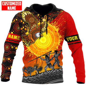 FUNSTUFFPRINT Personalized Aboriginal Sun Eagle Hunting Indigenous Unisex 3D Hoodie and Zip Hoodie