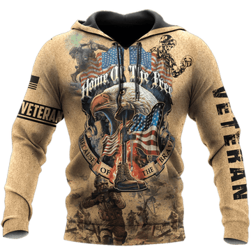 FUNSTUFFPRINT Home Of The Free - Because Of The Brave - Us Veteran 3D Hoodie and Zip Hoodie