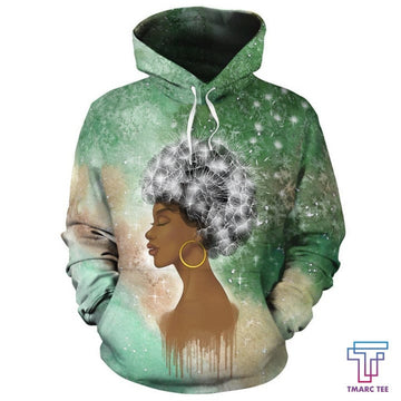 FUNSTUFFPRINT African Hoodie - African Black Girl Dandelion3D Hoodie and Zip Hoodie