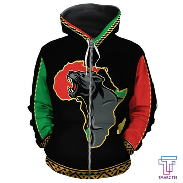 FUNSTUFFPRINT African Zip-Up Hoodie - Panther Africa 3D Hoodie and Zip Hoodie