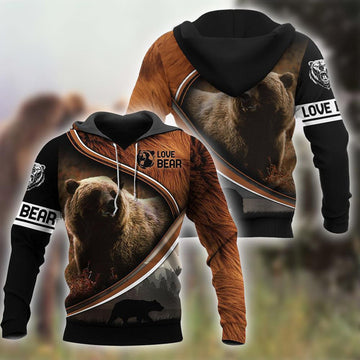 FUNSTUFFPRINT 3D Bear Pattern Full Print Hoodie and Zip Up Hoodie