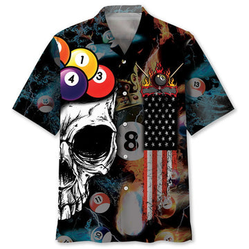 Billiard Skull Hawaiian Shirt, Billiard team Hawaiian shirt for men, Gift for billiard player