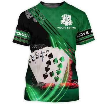 Custom 3D All Over Print Green Poker Shirt Men Women, Poker Hoodie, Poker Clothing, Poker Uniform