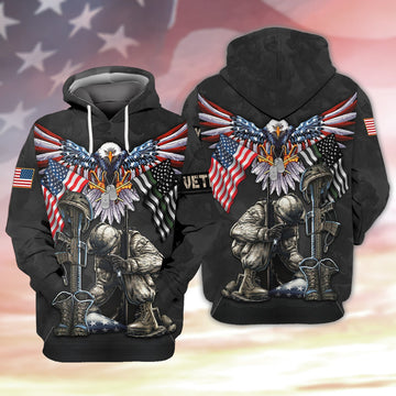 FUNSTUFFPRINT U.S Veteran 3D Full Print 208 3D Hoodie and Zip Hoodie