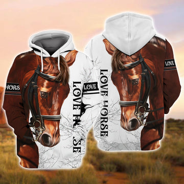 FUNSTUFFPRINT Love Horse 3D Full Print 206 3D Hoodie and Zip Hoodie