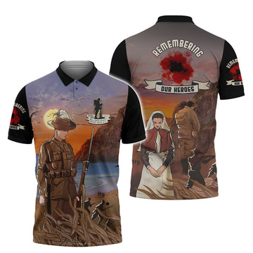 FUNSTUFFPRINT Remembering Our Heroes Polo Shirt Size S-5XL