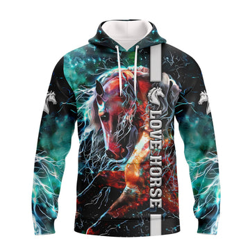 FUNSTUFFPRINT Love Horse 3D Art Full Print 3D Hoodie and Zip Hoodie
