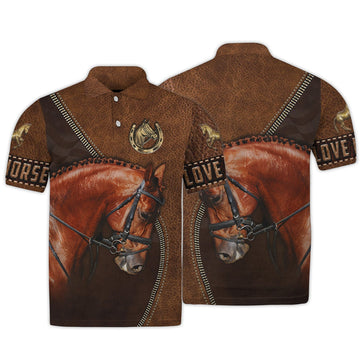 FUNSTUFFPRINT Love Horse 3D All Over Print Polo Shirt Size S-5XL