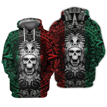 FUNSTUFFPRINT Mexican Aztec Skull Warrior 3D Hoodie and Zip Hoodie