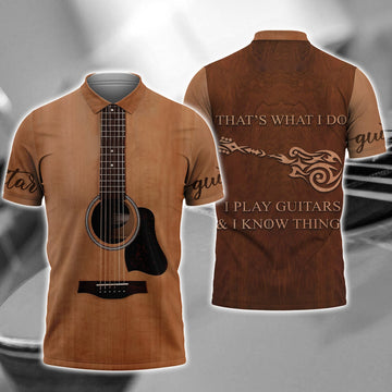 FUNSTUFFPRINT I Play Guitars And I Know Things 3D All Over Print Polo Shirt Size S-5XL