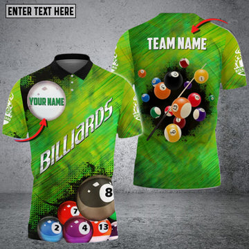 Custom Hustle & Cue Billiard Personalized Name 3D Shirt, Billiard Polo Shirt for Men