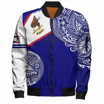 FUNSTUFFPRINT American Samoa Bomber Jacket Polynesian Flag With Coat Of Arms 3D Bomber Jacket