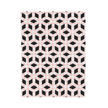 FUNSTUFFPRINT Pink Black Geometric Velveteen Plush Blanket