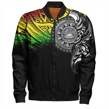 FUNSTUFFPRINT American Samoa Bomber Jacket Polynesian Tribal Reggae Style 3D Bomber Jacket