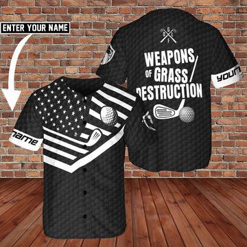 Custom Golf Weapons Of Grass Destruction 3D BaseBall Jersey For Golfer Custom Name
