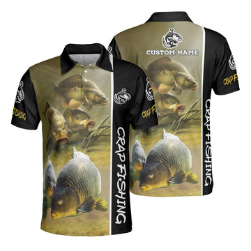 Custom Carp Fishing Custom Name AOP Polo Shirt Dad Fishing Lover