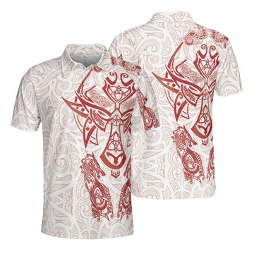 Viking Tattoo Skull Dragon Njord AOP Polo Shirt Light Style