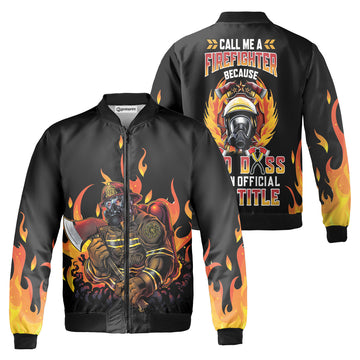 Bad Dass Firefighter Fleece Bomber Jacket AOP Zip-up, Fireman Bomber Jacket