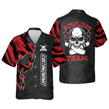 Custom Skull Hawaiian Bowling Team Shirts For Men, bowling Hawaiian shirt for men and women, Summer gift for Bowling team shirt