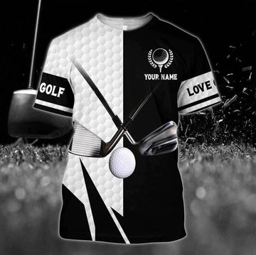3D Print Hoodie For Golf Lover, Golf Sweatshirt Black White Pattern, Custom Golf Tshirt