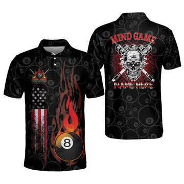Custom 3D All Over Print Skull Mind Game Billiard Polo Shirt, Custom Billiard ball for Team, Men's Billiard Polo Shirts