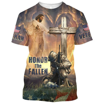 3D All Over Print Honor The Fallen Shirt Veteran Knee Before God Premium T-Shirts