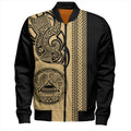 FUNSTUFFPRINT American Samoa Bomber Jacket Polynesia Tribal Tattoo Gold 3D Bomber Jacket