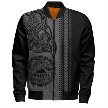 FUNSTUFFPRINT American Samoa Bomber Jacket Polynesia Tribal Tattoo Grey 3D Bomber Jacket