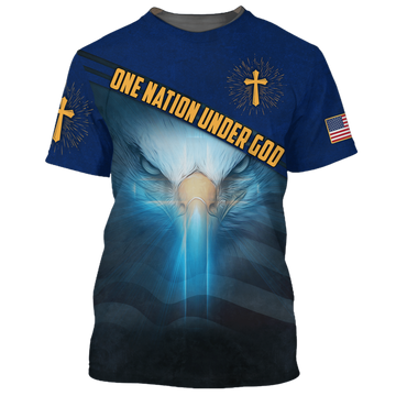 FUNSTUFFPRINT One Nation Under God Shirt Proud American Eagle Unisex 3D Premium Shirts 3D T-shirt