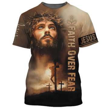 FUNSTUFFPRINT 3D All Over Printed Christian Jesus Shirt Faith Over Fear T-Shirt Men Women I Love God Shirts 3D T-shirt