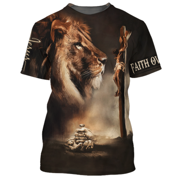 FUNSTUFFPRINT Cool Premium Faith Over Fear T-Shirt Believe In God T-Shirt For Men Women Jesus 3D T-shirt