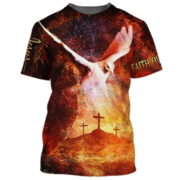 FUNSTUFFPRINT 3D All Over Print Faith Over Fear T-Shirt Jesus Unisex Shirts For Men Women 3D T-shirt