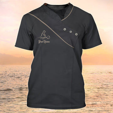 FUNSTUFFPRINT Massage Therapist Uniform Black Massage Therapist Custom Shirt 3D T-shirt