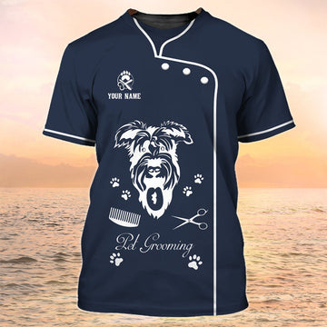 FUNSTUFFPRINT Grooming Apparel Am Dog Groomer Personalized Name 3D T-Shirt Pet Grooming Salon Uniform 3D T-shirt