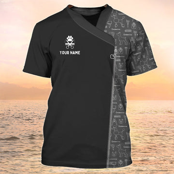 FUNSTUFFPRINT Dog Groomer T-Shirt Dog Grooming Shirt Pet Grooming Salon Uniform 3D T-shirt