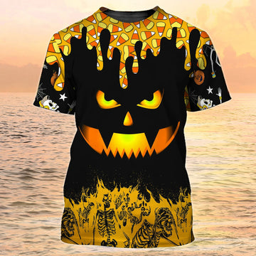 Funny Halloween Shirts Black And Yellow Pumpkin 3D Shirt For Halloween