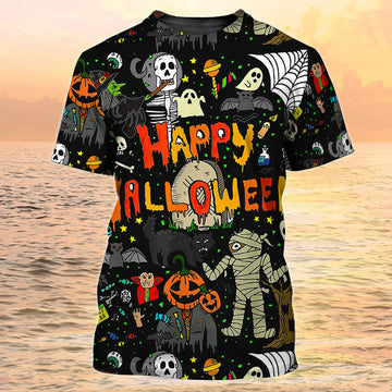 Happy Halloween 3D All Over Print T-Shirt Full Of Ghost On Halloween Shirts