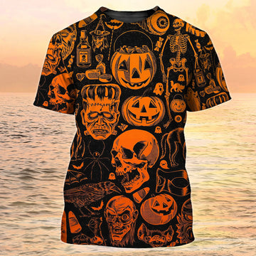 3D Skull Halloween T-Shirt Full Of Skull On Shirt For Halloween Best Gift Halloween