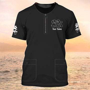 FUNSTUFFPRINT Pet Groomer T-Shirt Grooming Custom Shirts Pet Salon Uniform Black 3D T-shirt