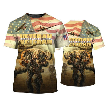 FUNSTUFFPRINT Veteran Honor The Fallen, Us Veteran 3D All Over Print , Present To Veteran 3D T-shirt