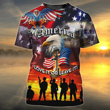 FUNSTUFFPRINT America Veteran 3D All Over Print Shirt, Love Veteran Hoodie, Veteran Polo Shirt Men, Gift For Dad Veteran 3D T-shirt