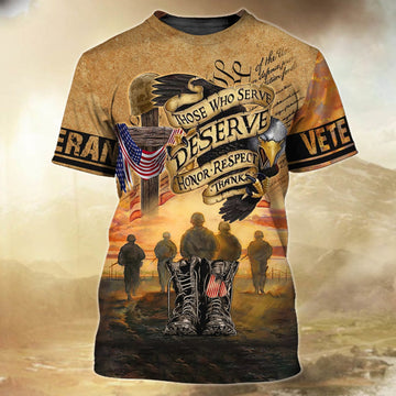 FUNSTUFFPRINT 3D All Over Print Veteran Polo Shirt, Veteran Clothing, Those Who Serve Honor Respect, Us Veteran Shirt 3D T-shirt