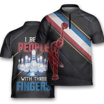 I Beat People With Three Fingers Polo Bowling Jersey Shirt